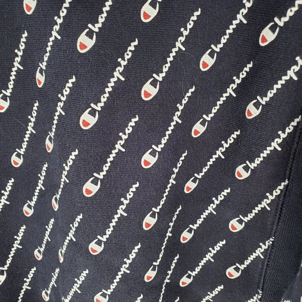 Vintage Champion Reverse Weave Hoodie All Over Print Blue XS Small Logo - Picture 8 of 9
